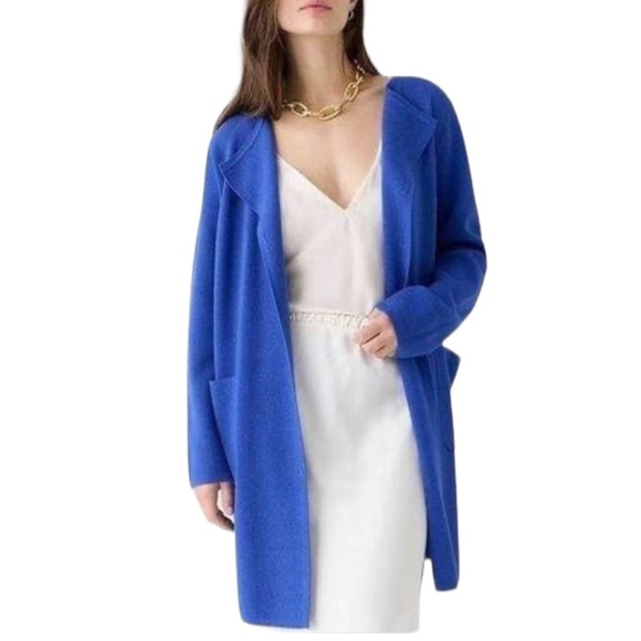 J. Crew Large Juliette Collarless Long Sweater Preppy Coastal Linen - Picture 1 of 9